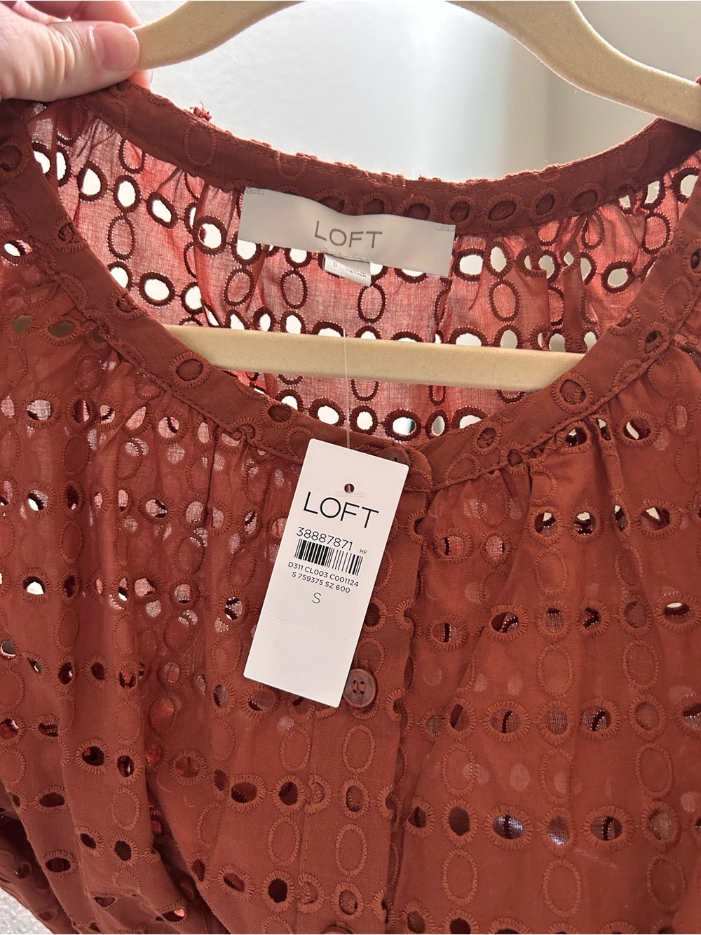 LOFT Rust Eyelet Button-Front Top - Picture 2 of 3
